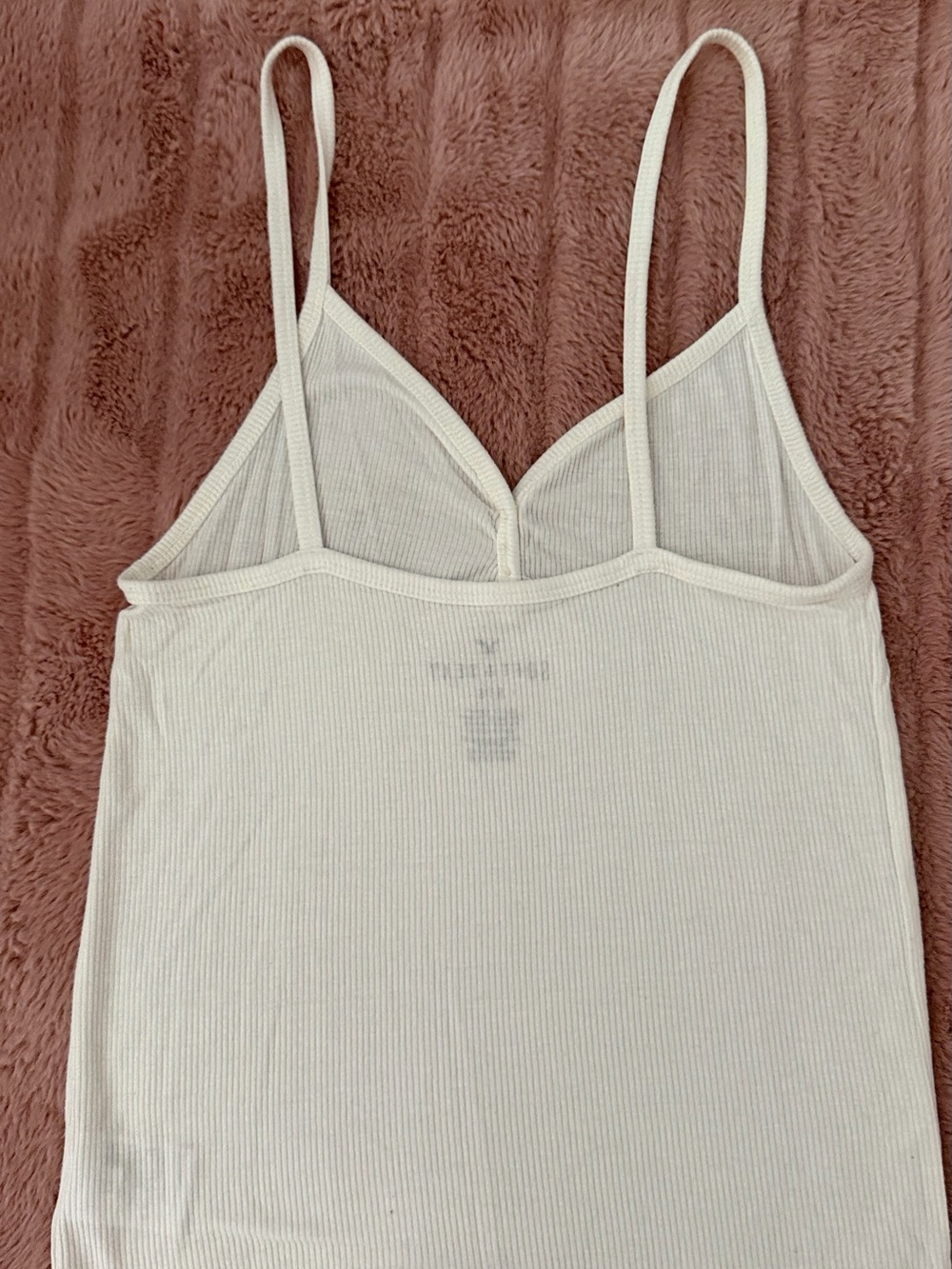 American Eagle Outfitters Cream Ribbed V-Neck Cami with Front Buttons - Picture 5 of 5